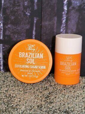 Spa Luxury Brazilian Sol Pistachio Caramel Sugar Scrub & Deodorant New